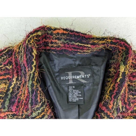 Requirements Women's Blazer Size 16 Red & Orange Fuzzy Textured Jacket - Picture 6 of 11